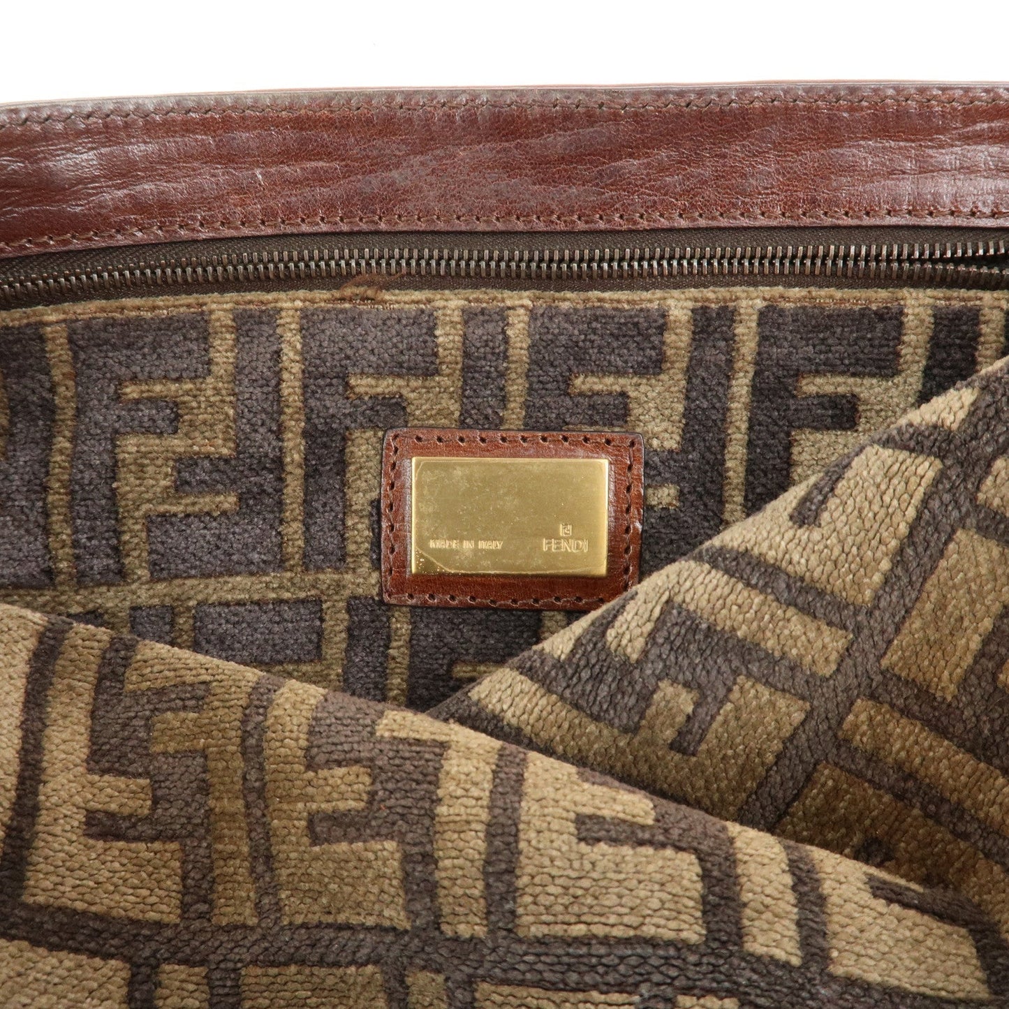 FENDI Mamma Baguette Zucca Pile Leather Shoulder Bag 8BR001  d