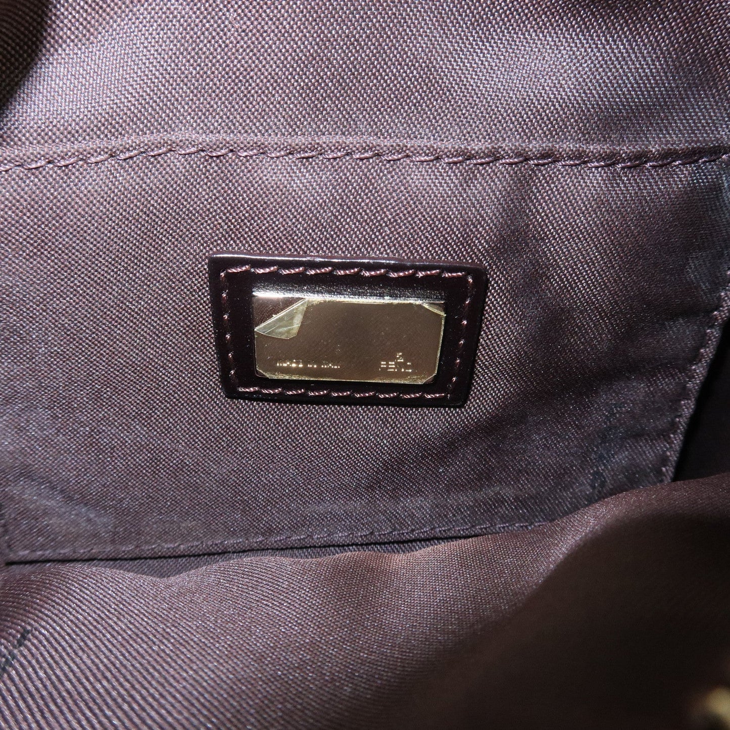 FENDI Suede Leather Gathered Shoulder Bag Dark Brown 8BR454  d