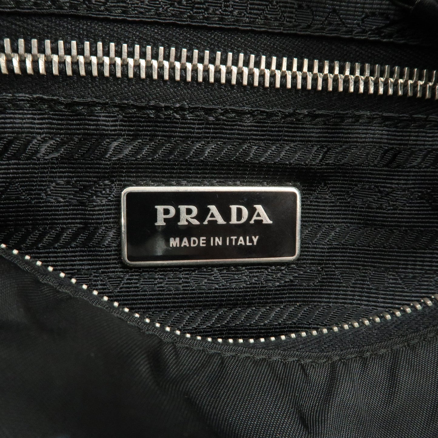 PRADA Nylon Leather Embroidery Shoulder Bag Hand Bag Black  d
