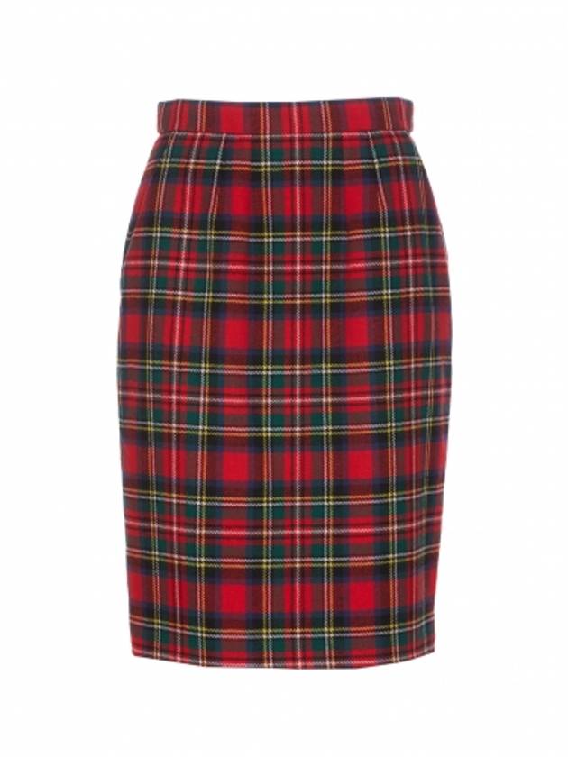 Luxury Saint Laurent Trending 2025 Tartan Motifwool Midi Skirt 763685 Y2H556363 B0010654442