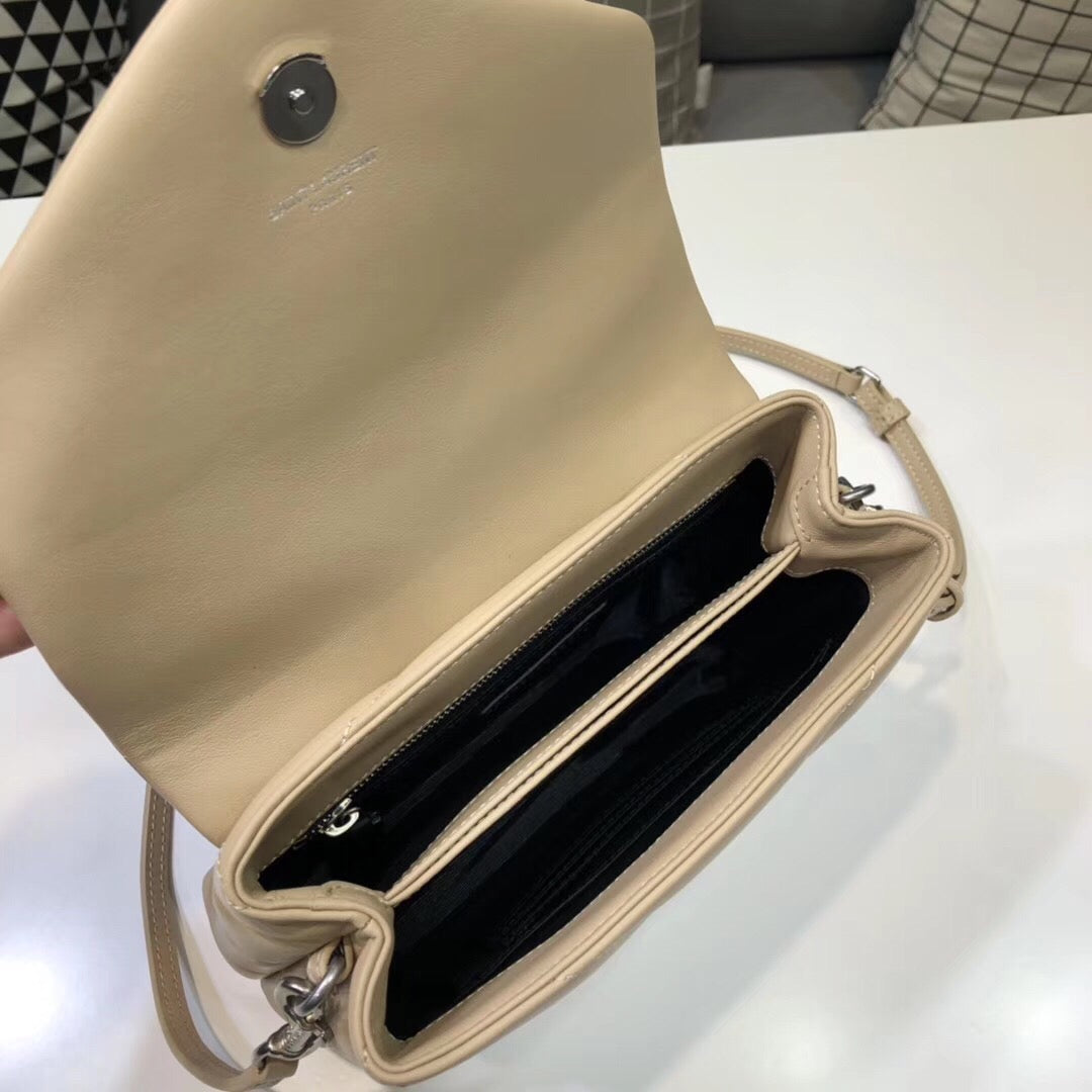 Top Quality Loulou Mini Shoulder Bag White For Women 7in/18cm YSL