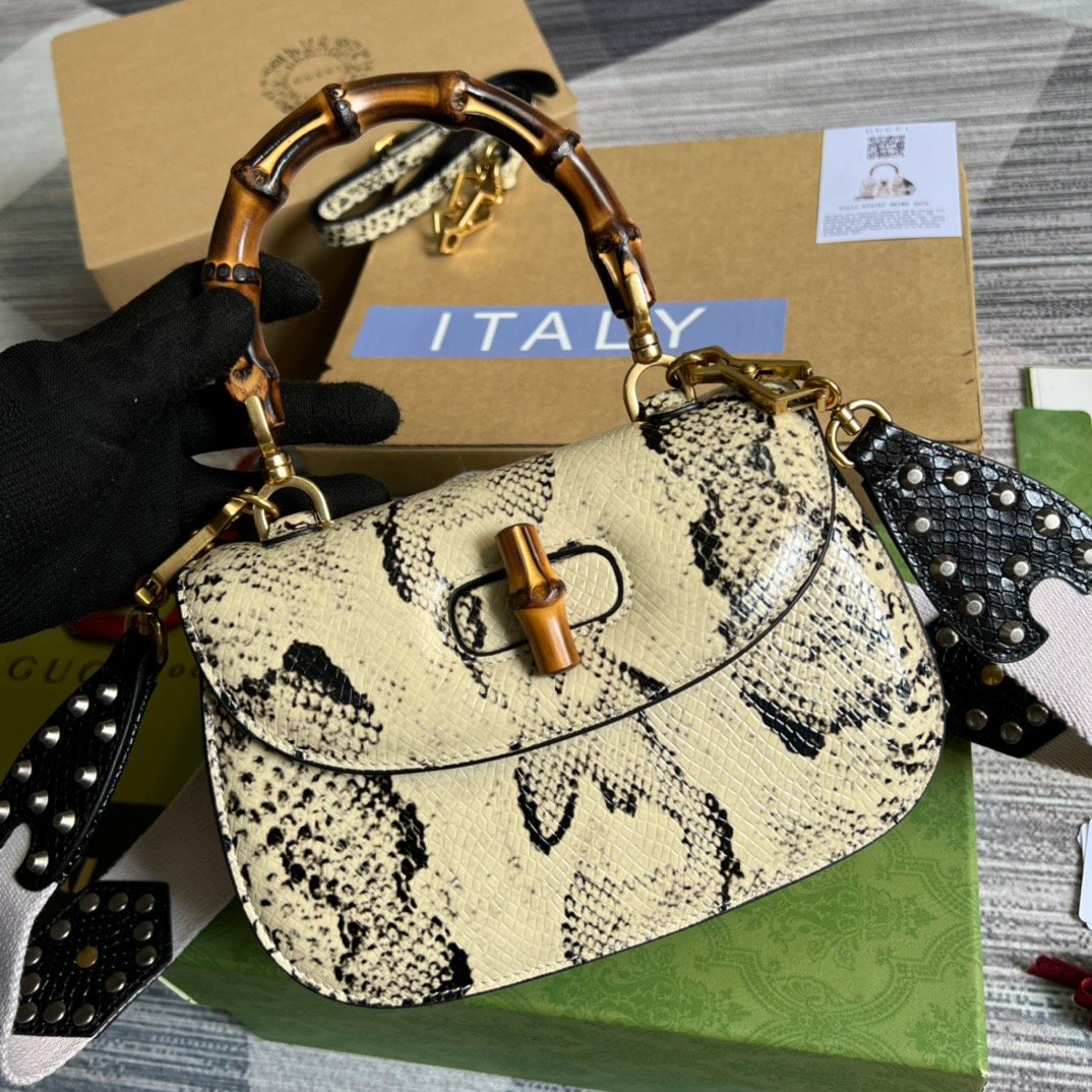 gg Bamboo 1947 Medium  Top Handle Bag Natural For Women, Women’s Bags 10in/26cm gg 679632 L4RET 8887