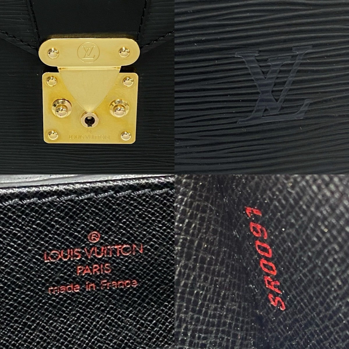 LOUIS VUITTON Business bag leather black Epi Serviette Ambassador mens  d