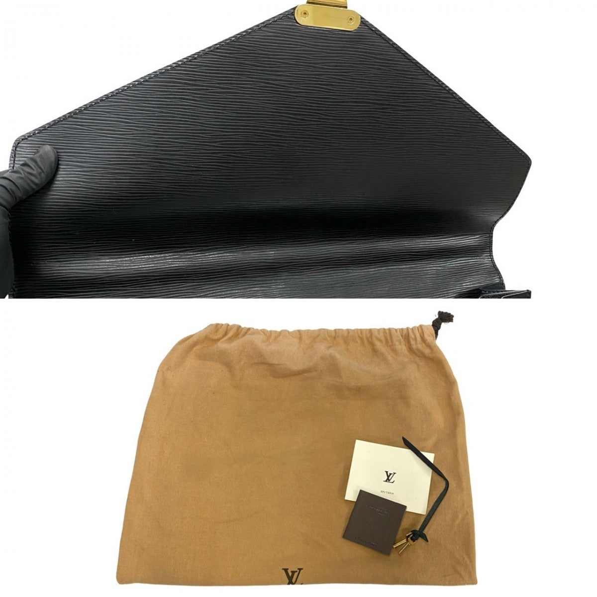LOUIS VUITTON Business bag leather black Epi Serviette Ambassador mens  d