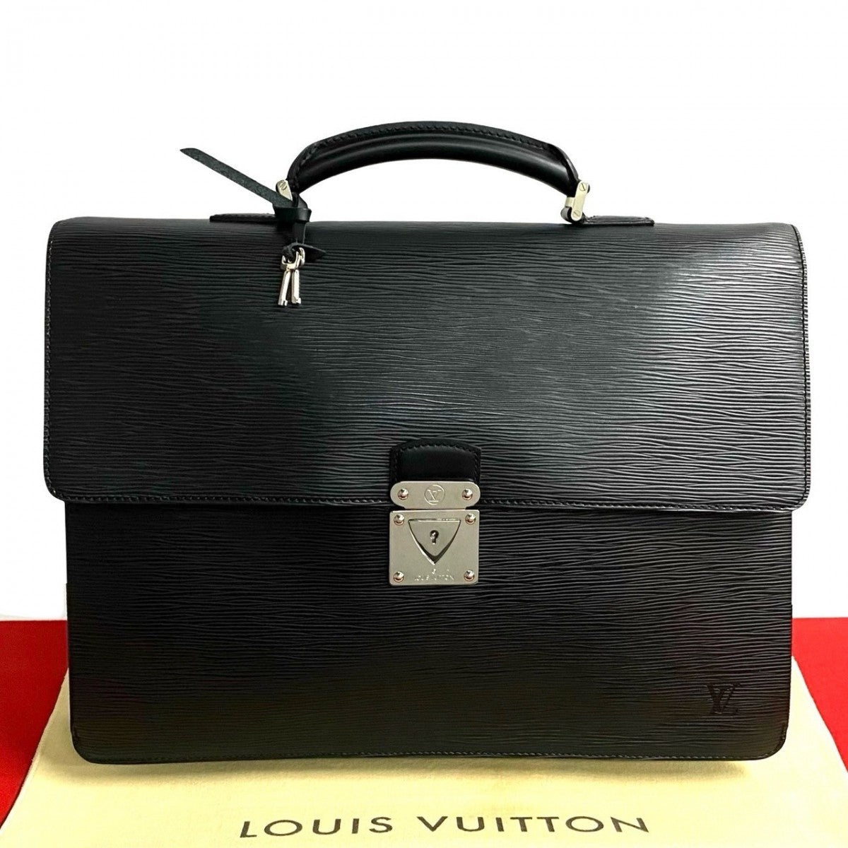 LOUIS VUITTON Business bag leather black Epi Laguito mens  d