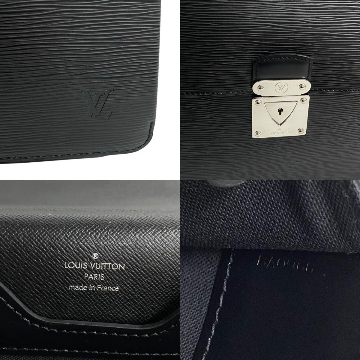 LOUIS VUITTON Business bag leather black Epi Laguito mens  d