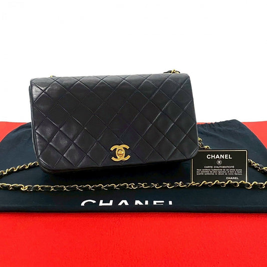 CHANEL Shoulder Bag lambskin Navy Full flap COCO Mark Matrasse Women