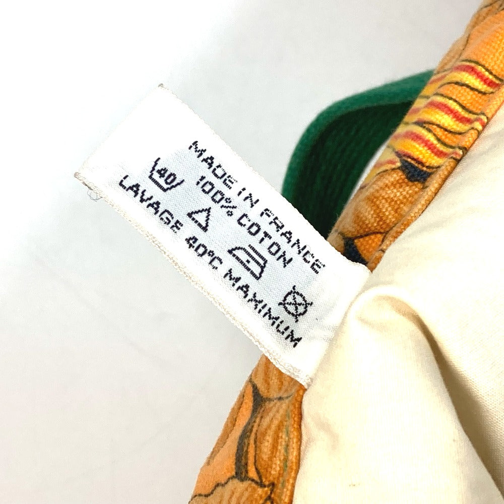 HERMES Tote Bag canvas Orange Shoulder Bag Shoulder Bag bird pattern Women  d