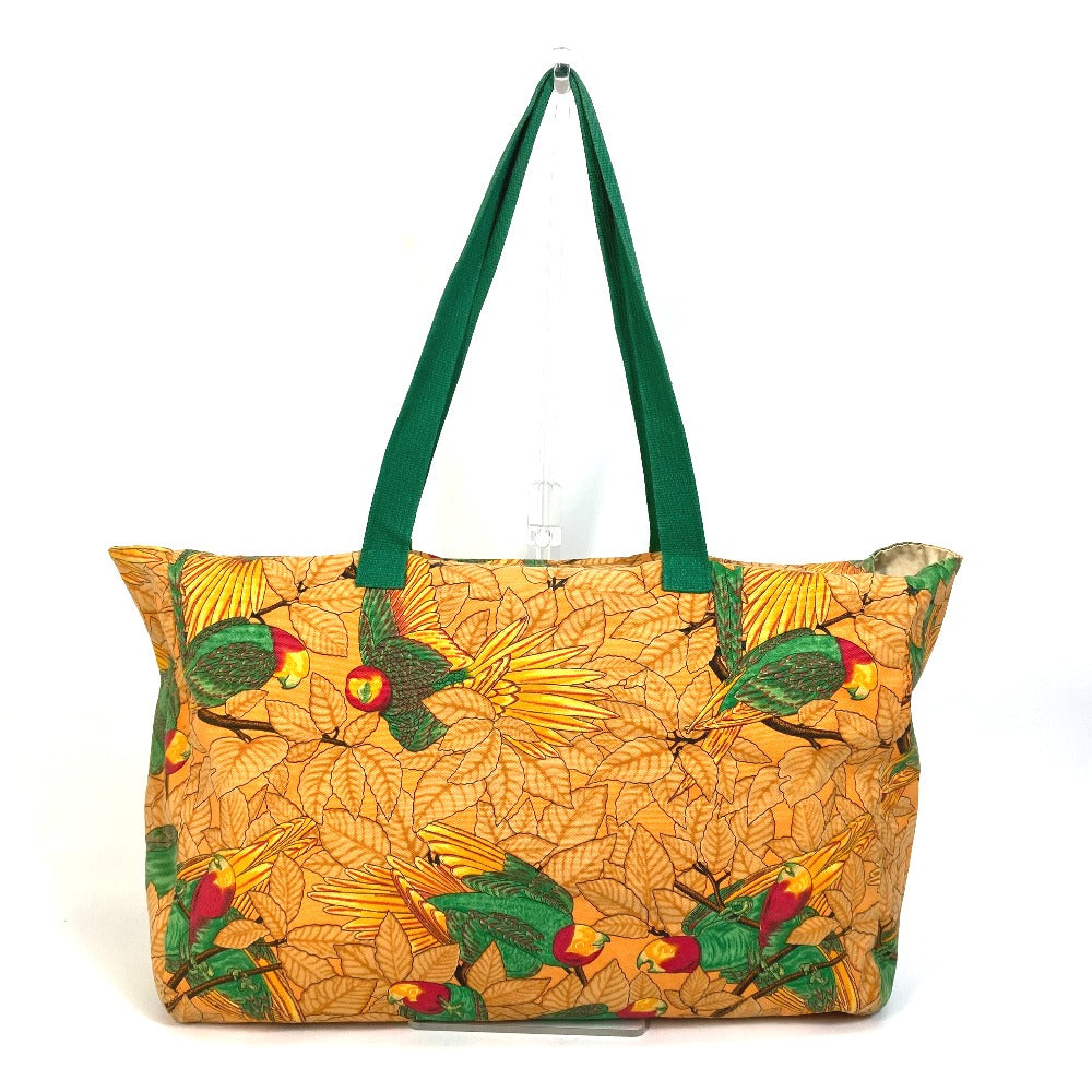 HERMES Tote Bag canvas Orange Shoulder Bag Shoulder Bag bird pattern Women  d