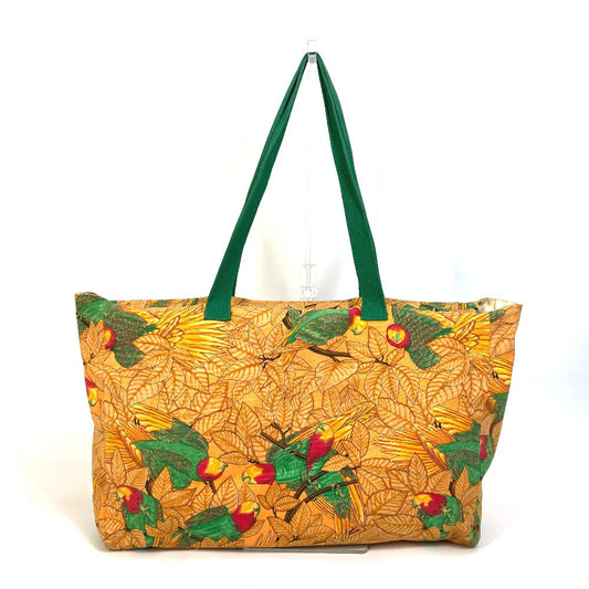 HERMES Tote Bag canvas Orange Shoulder Bag Shoulder Bag bird pattern Women  d