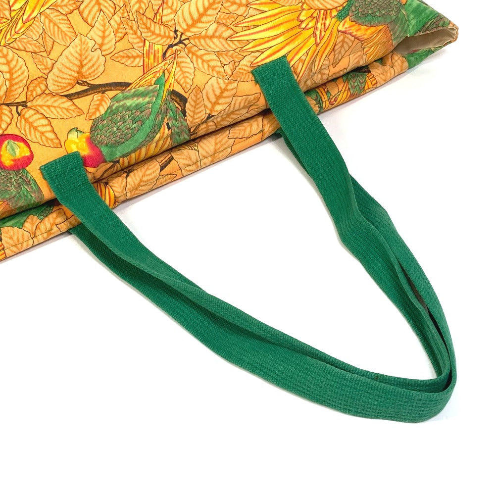 HERMES Tote Bag canvas Orange Shoulder Bag Shoulder Bag bird pattern Women  d
