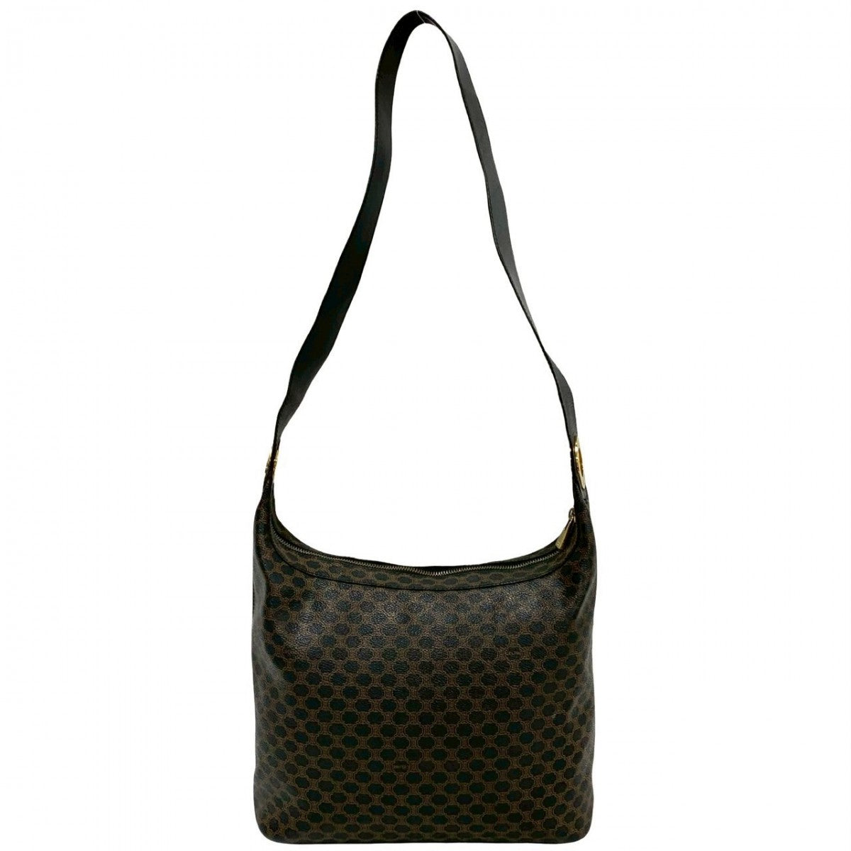 CELINE Shoulder Bag Leather, PVC black Macadam Blazon Triomphe Pattern Circle Logo Metal Women