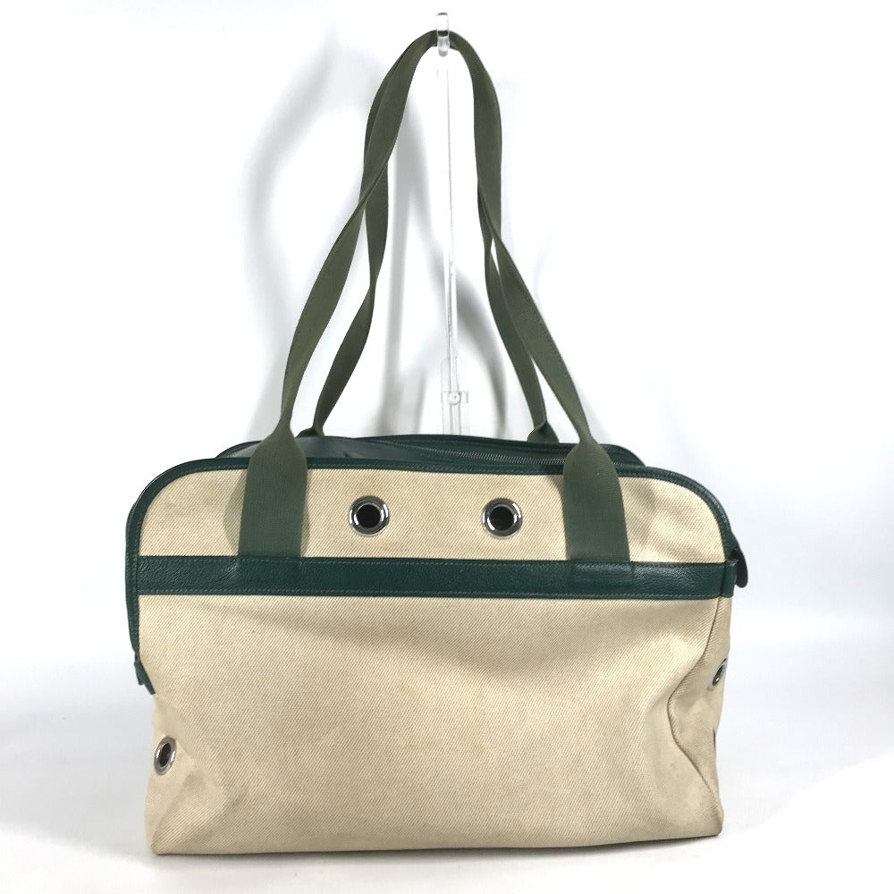 HERMES Shoulder Bag Leather , Leather/Coated Canvas beige Dog Dog Bag Sac de Transport pour Chien unisex(Unisex)  d