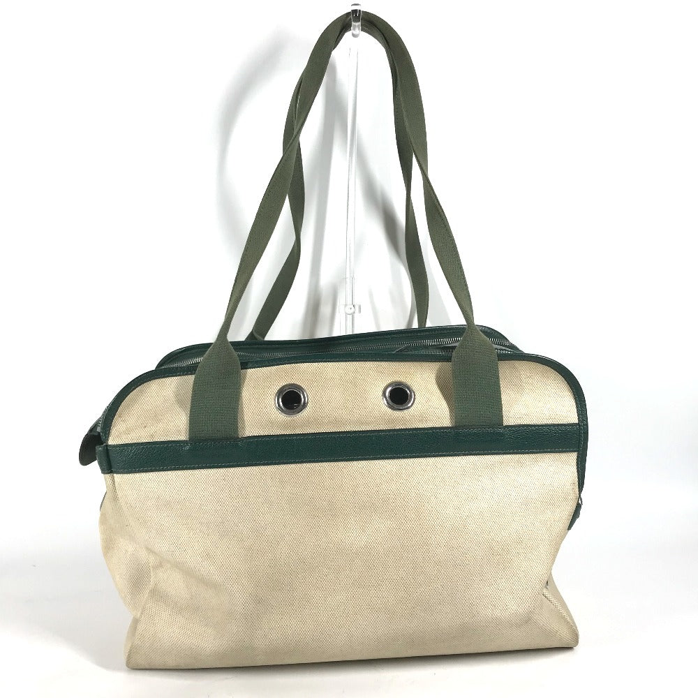 HERMES Shoulder Bag Leather , Leather/Coated Canvas beige Dog Dog Bag Sac de Transport pour Chien unisex(Unisex)  d