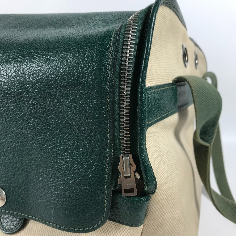HERMES Shoulder Bag Leather , Leather/Coated Canvas beige Dog Dog Bag Sac de Transport pour Chien unisex(Unisex)  d