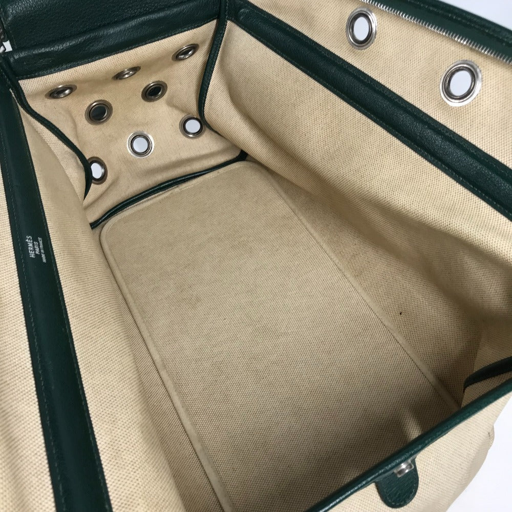 HERMES Shoulder Bag Leather , Leather/Coated Canvas beige Dog Dog Bag Sac de Transport pour Chien unisex(Unisex)  d
