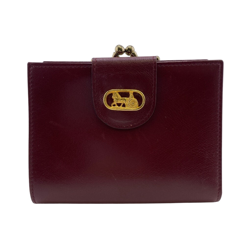 CELINE Bifold Wallet leather Bordeaux   gamaguchi carriage logo Women