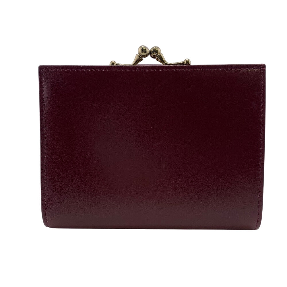CELINE Bifold Wallet leather Bordeaux   gamaguchi carriage logo Women