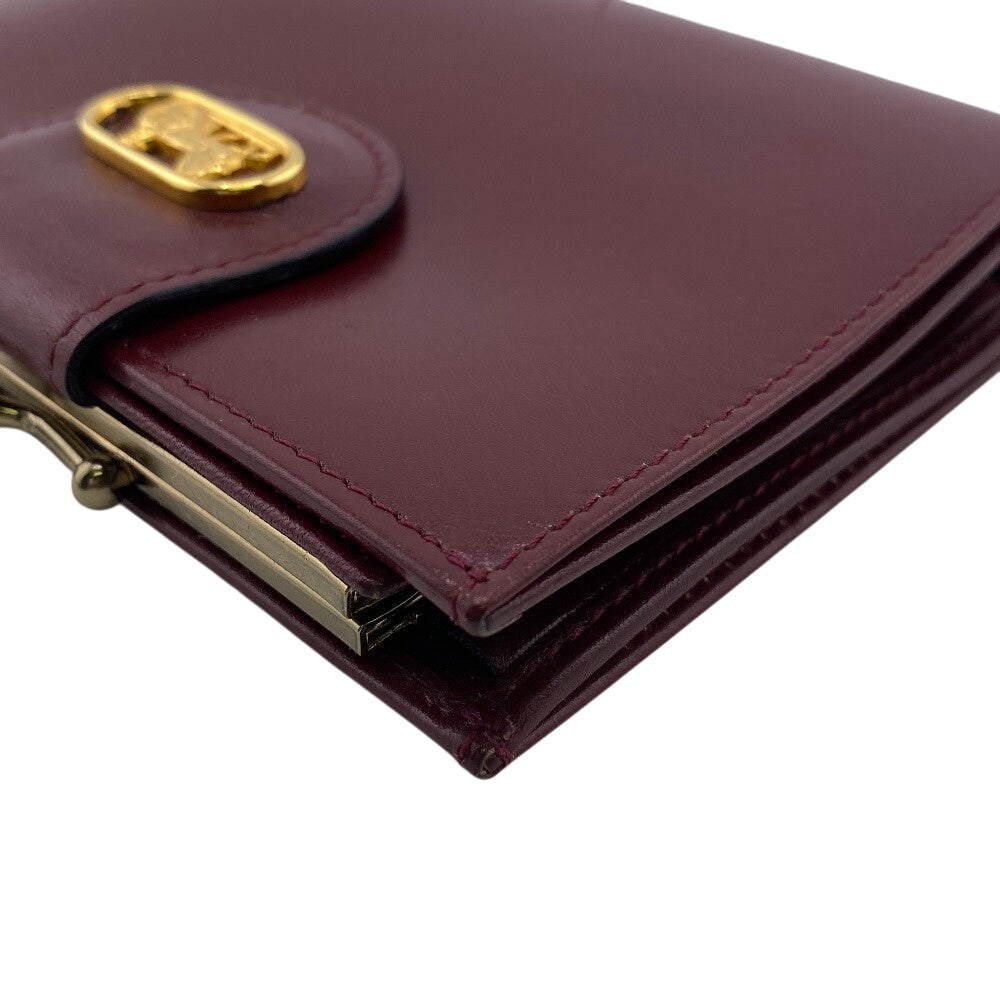 CELINE Bifold Wallet leather Bordeaux   gamaguchi carriage logo Women