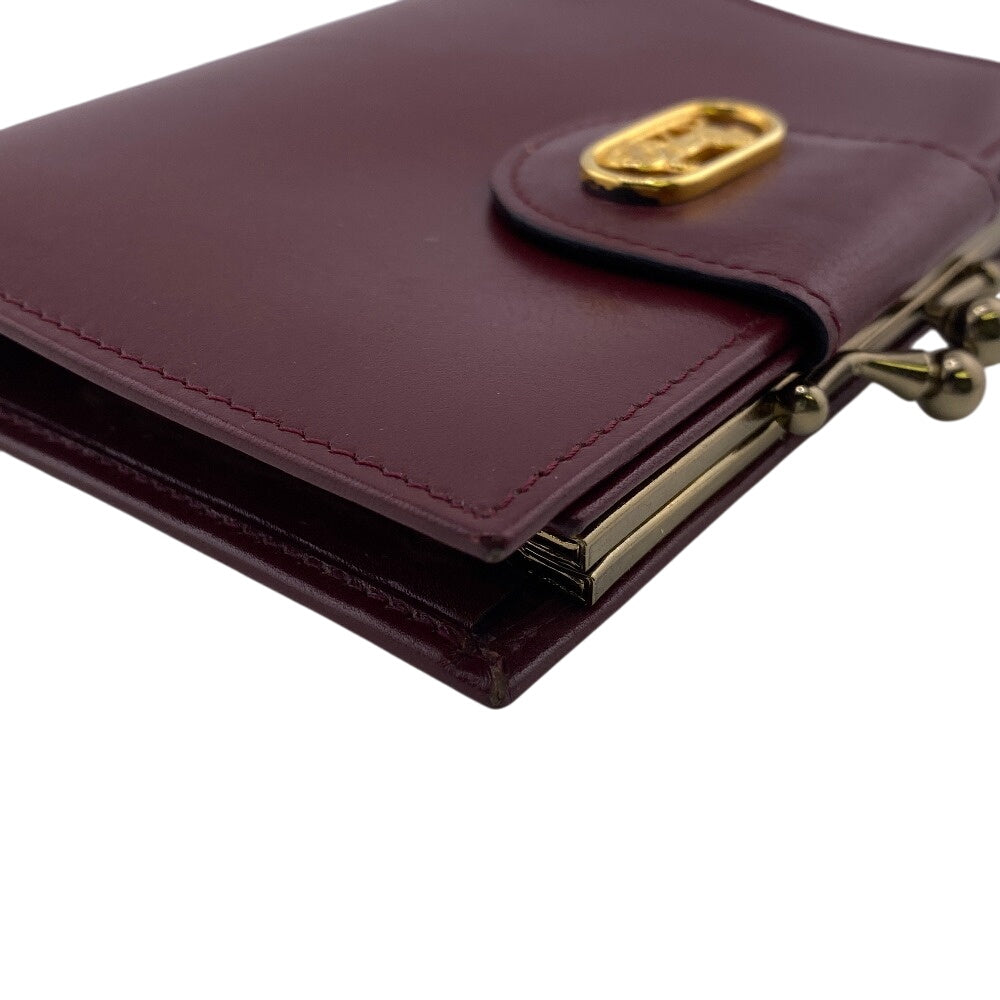 CELINE Bifold Wallet leather Bordeaux   gamaguchi carriage logo Women