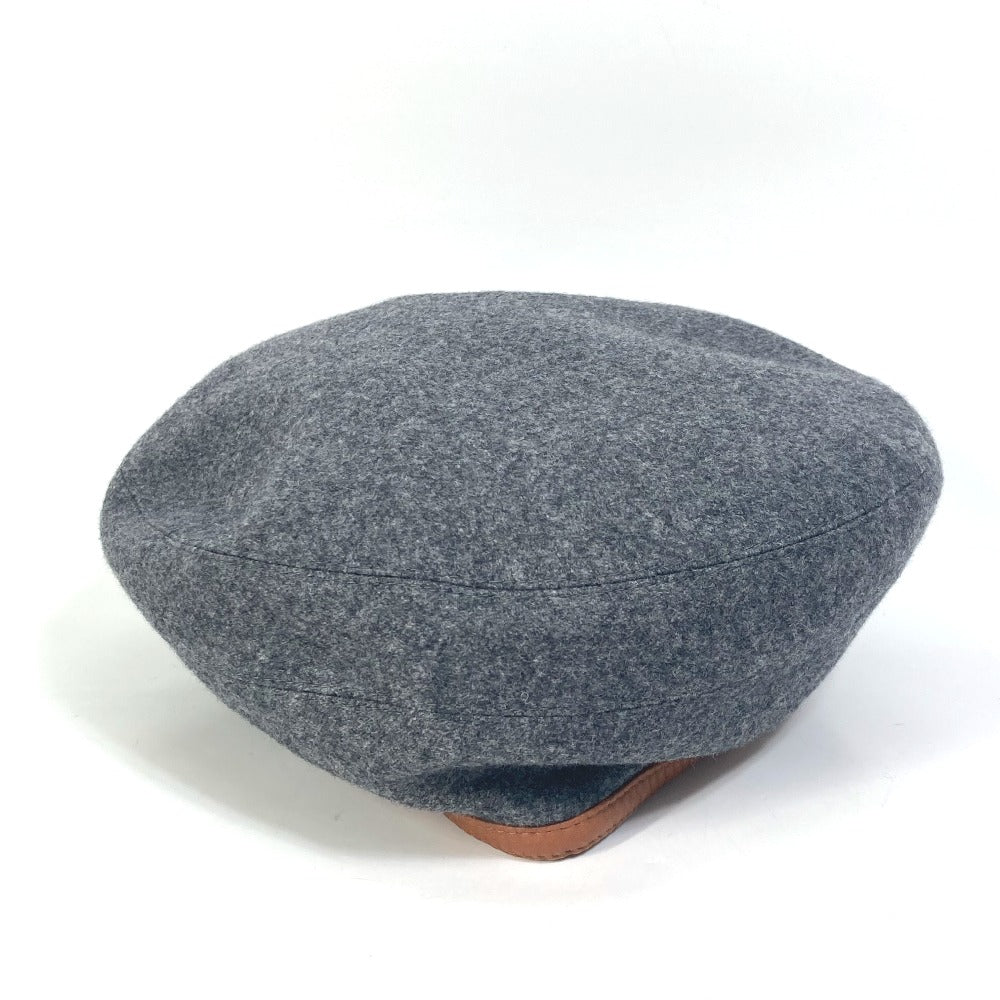 HERMES beret cashmere gray Serie button Women 58  d