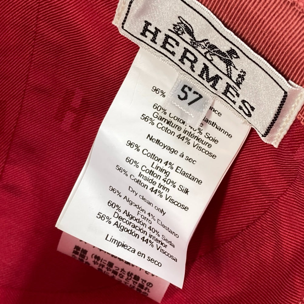 HERMES cap Cotton, Polyurethane Red logo Cap Davis H Primavera Women 57  d
