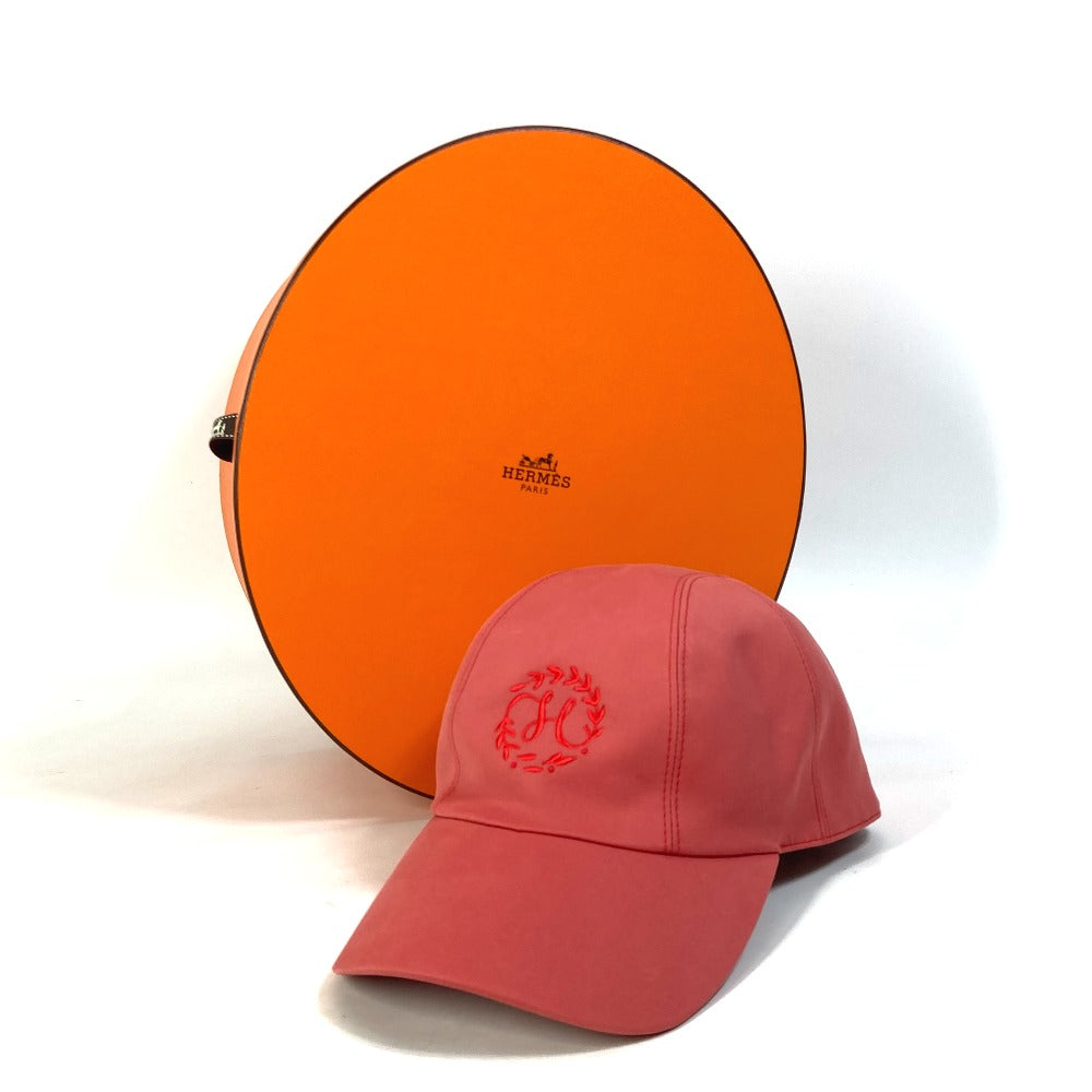 HERMES cap Cotton, Polyurethane Red logo Cap Davis H Primavera Women 57  d
