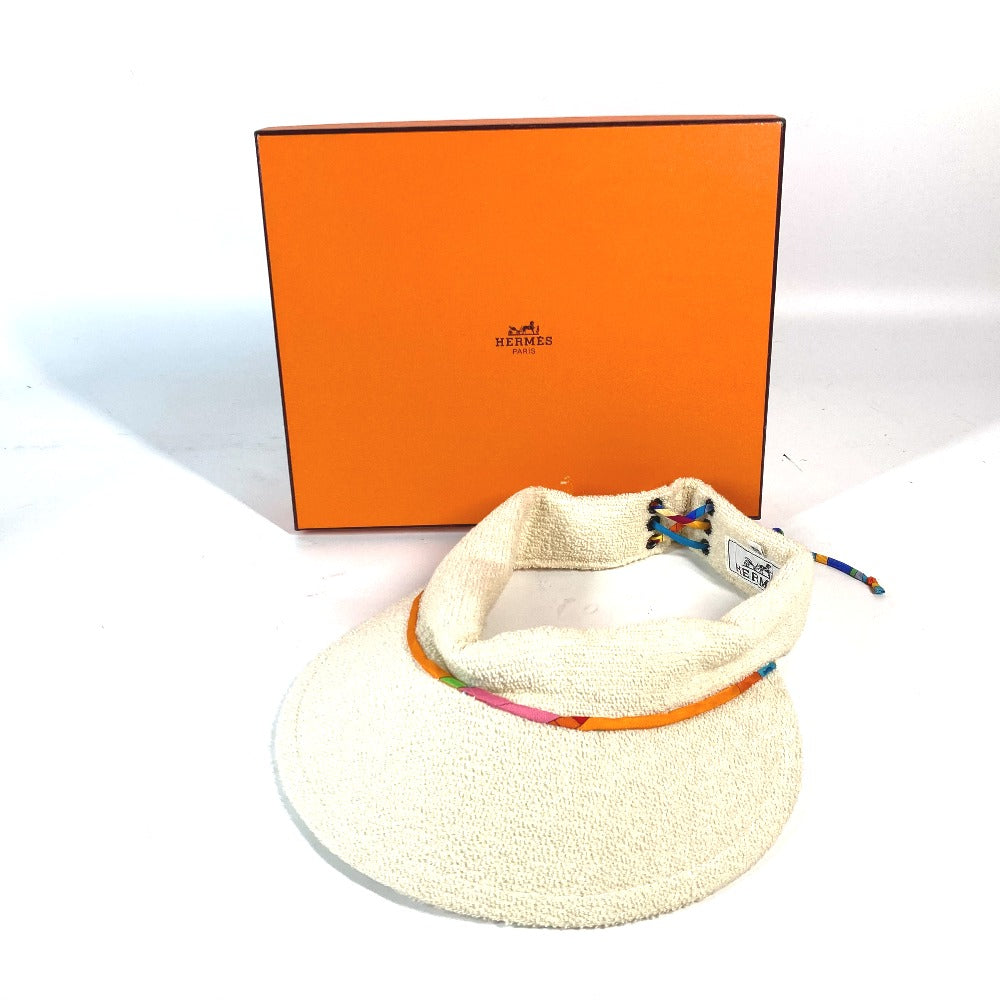HERMES Sun visor cotton Ivorytype pile Women 56  d