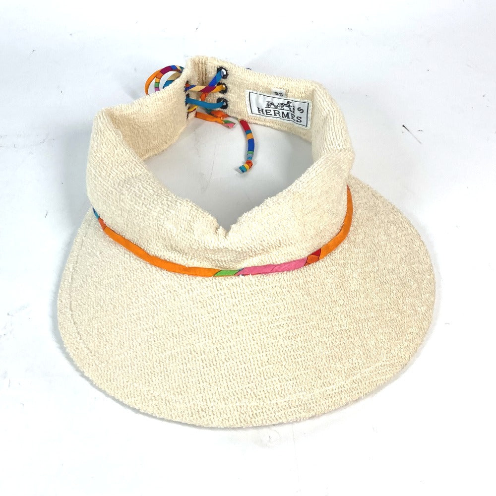 HERMES Sun visor cotton Ivorytype pile Women 56  d