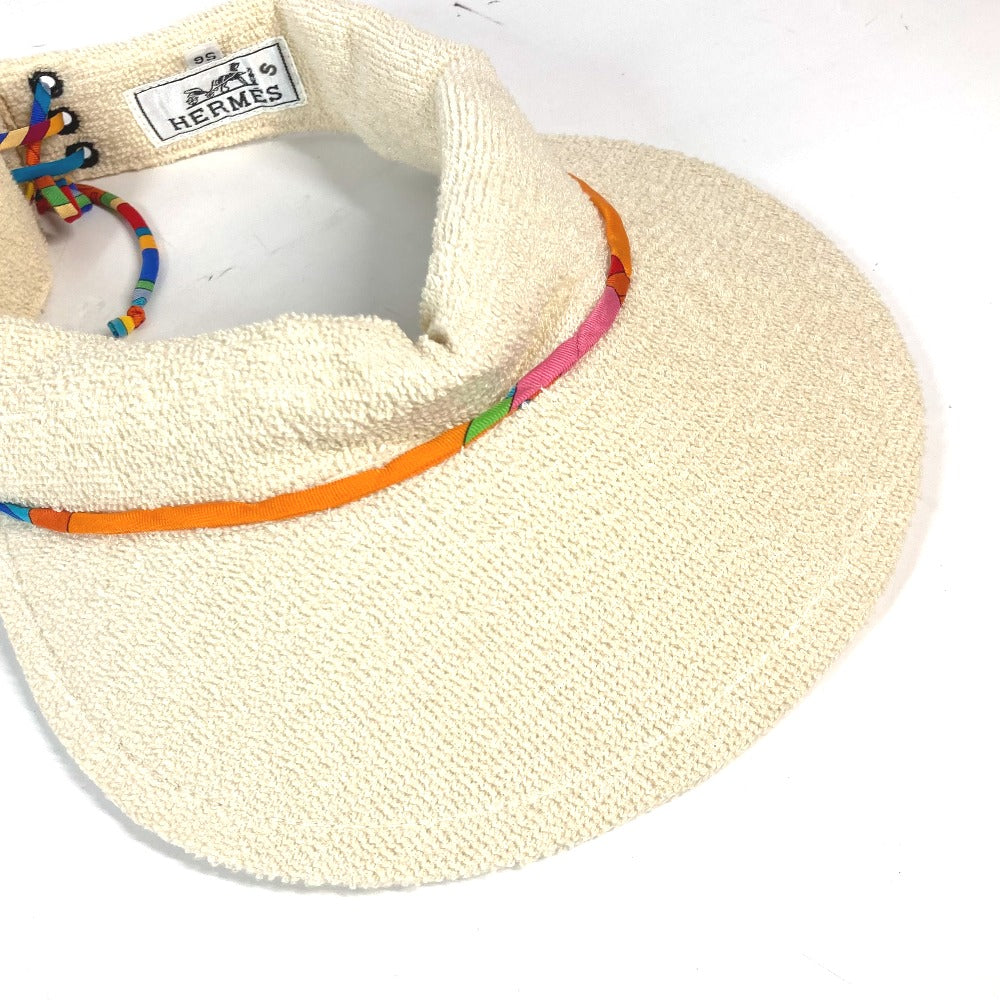 HERMES Sun visor cotton Ivorytype pile Women 56  d