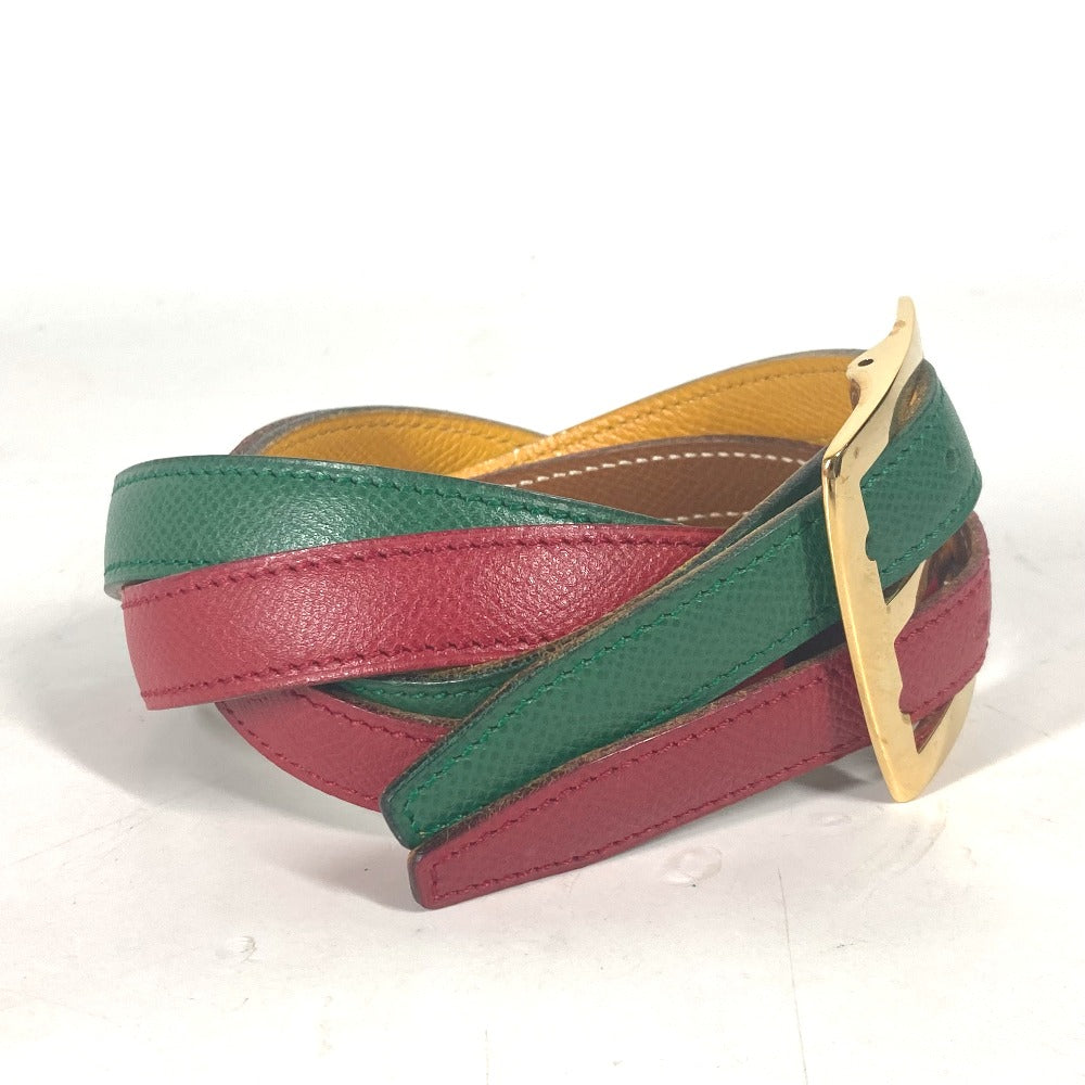 HERMES belt leather Red vintage Double Women 65  d