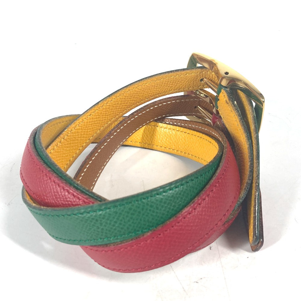 HERMES belt leather Red vintage Double Women 65  d