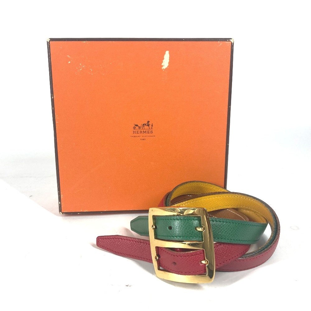 HERMES belt leather Red vintage Double Women 65  d