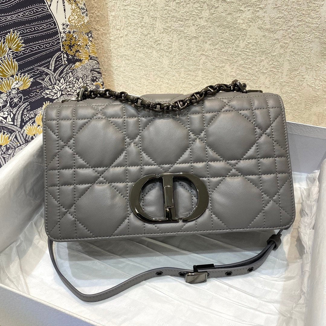 Top Quality MeTop Qualityum Caro Bag Gray Padded Macrocannage, Dark Grey, For Women Womens Handbags, Crossbody Bags, 25cm CD M9242BNGK_M41G
