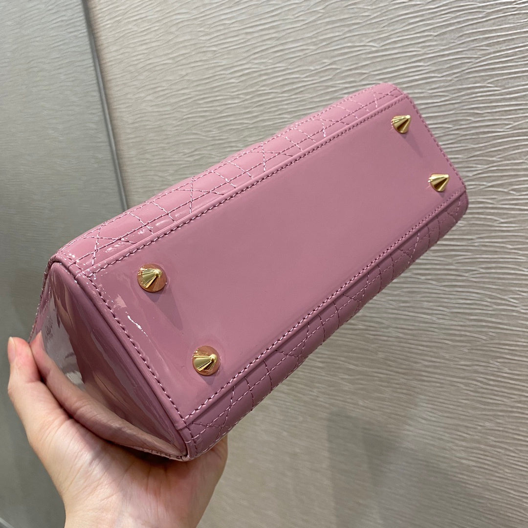 Top Quality Small Lady Bag Clutch Gold Toned Hardware Pink For Women 8in/20cm CD