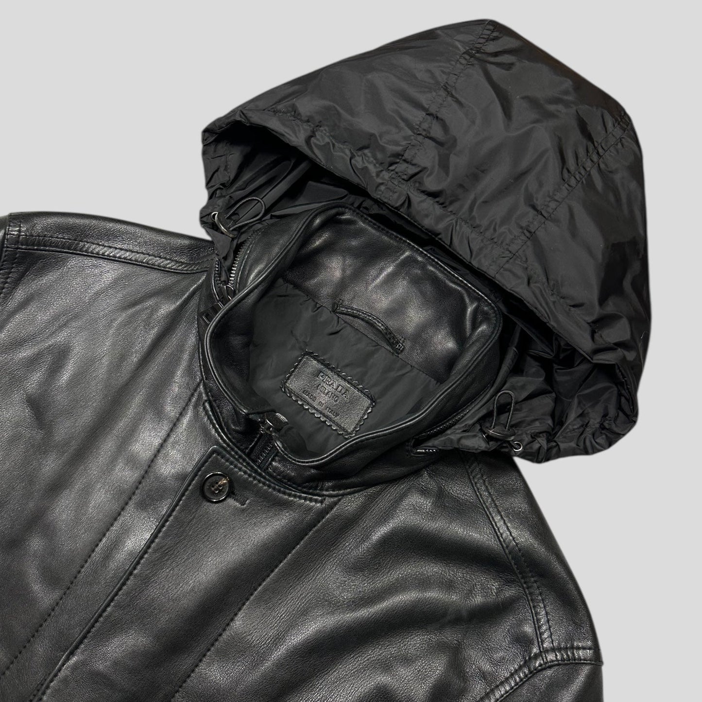 Prada Milano 00’s Calf Leather and Nylon Padded Technical Jacket - IT54 (L)