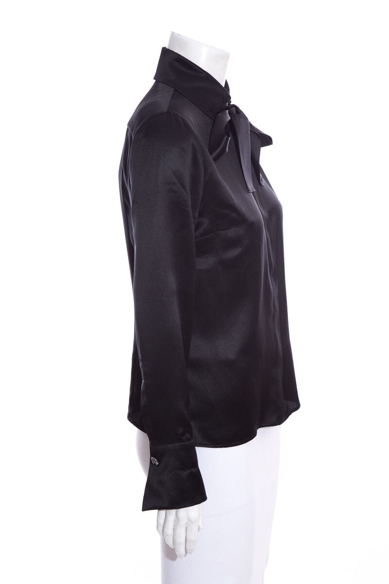 Chanel Black Silk Satin Blo  SZ 38