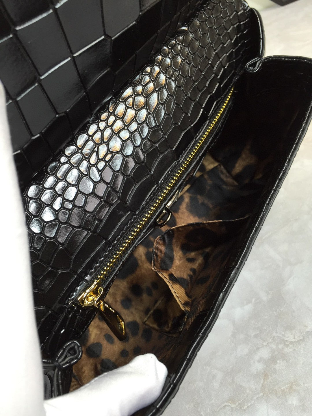 Top Quality MeTop Qualityum Sicily Bag In Foiled CrocoTop Qualityle-Print Black For Women 10.2in/26cm Top Quality