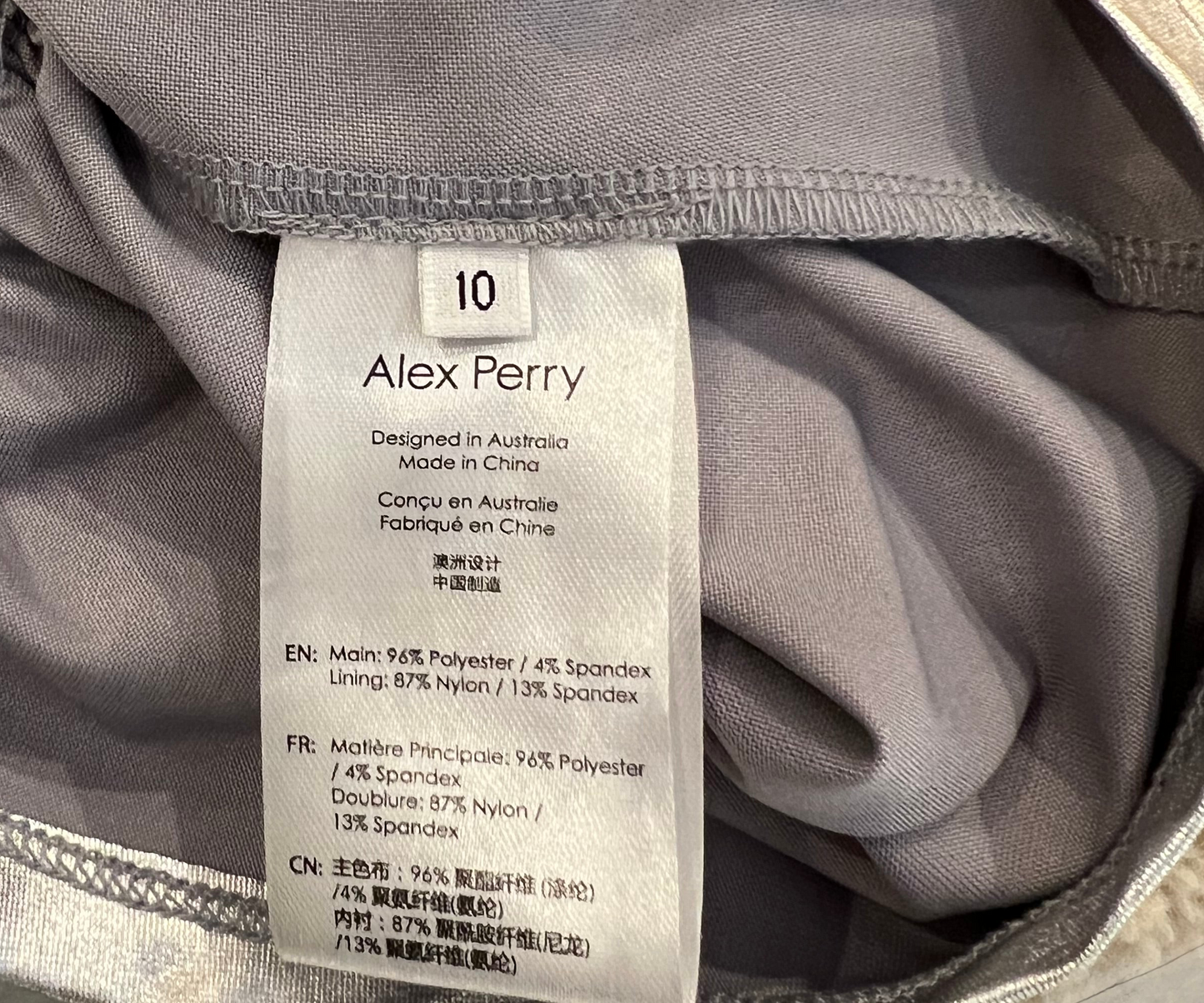 Alex Perry Silver Metallic Strapless Logan Ruched Mini Dress Size UK 10 RRP £1,075