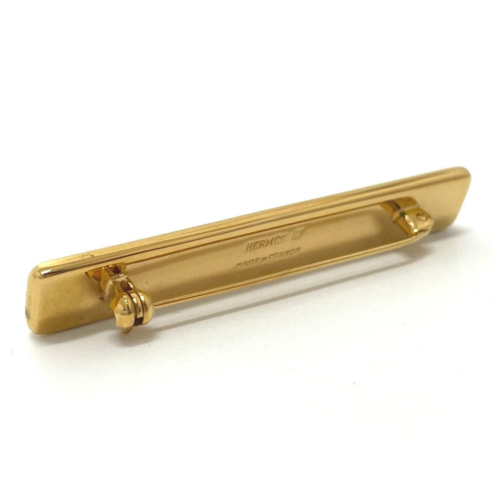 HERMES Brooch metal gold Treasure grilled emaille Women  d