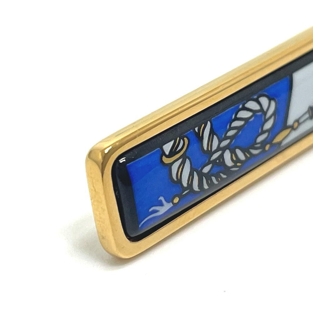 HERMES Brooch metal gold Treasure grilled emaille Women  d