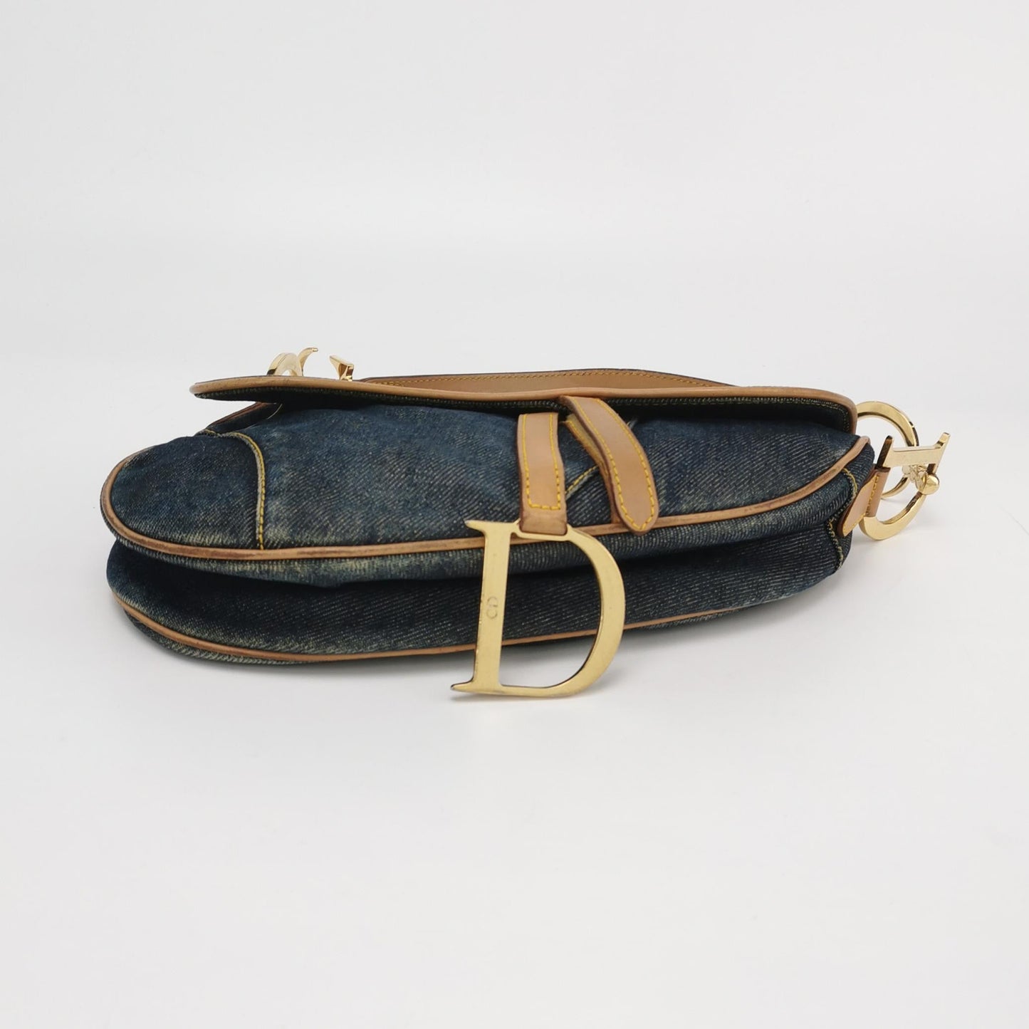 Dior Saddle   Navy Denim with Silk Lining and Leather Trim