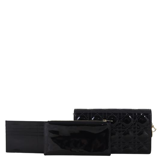 Dior Lady Dior Patent Cannage Pouch
