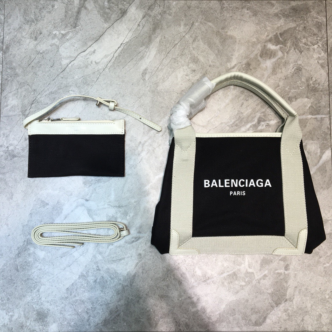 Top Quality Navy Small Cabas Tote Bag In White, For Women,  Bags 18.5in/47cm