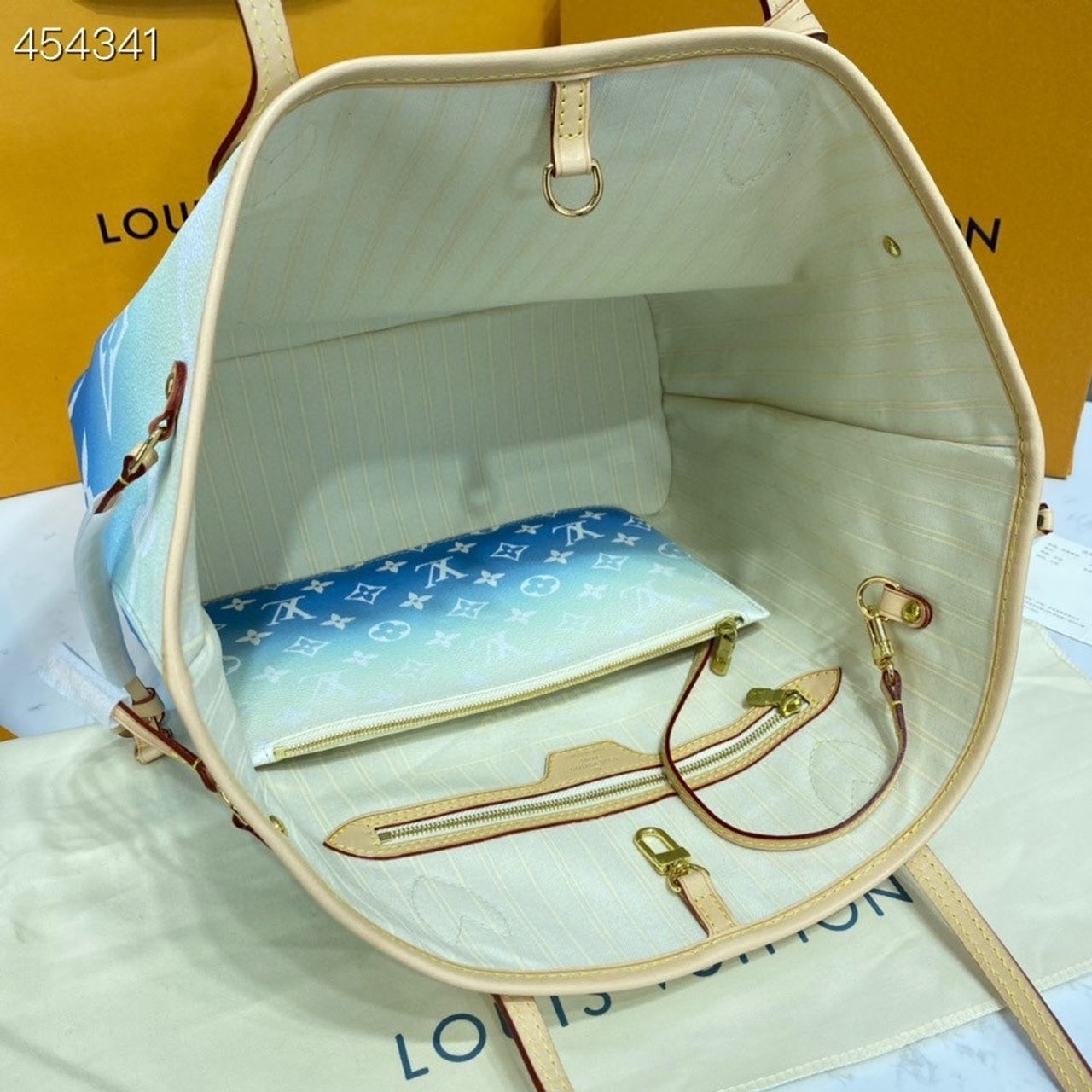 Top Quality Neverfull MM Tote Bag Monogram Giant Canvas Blue For Women,  Shoulder Bags 12.2in/31cm Top Quality M45678