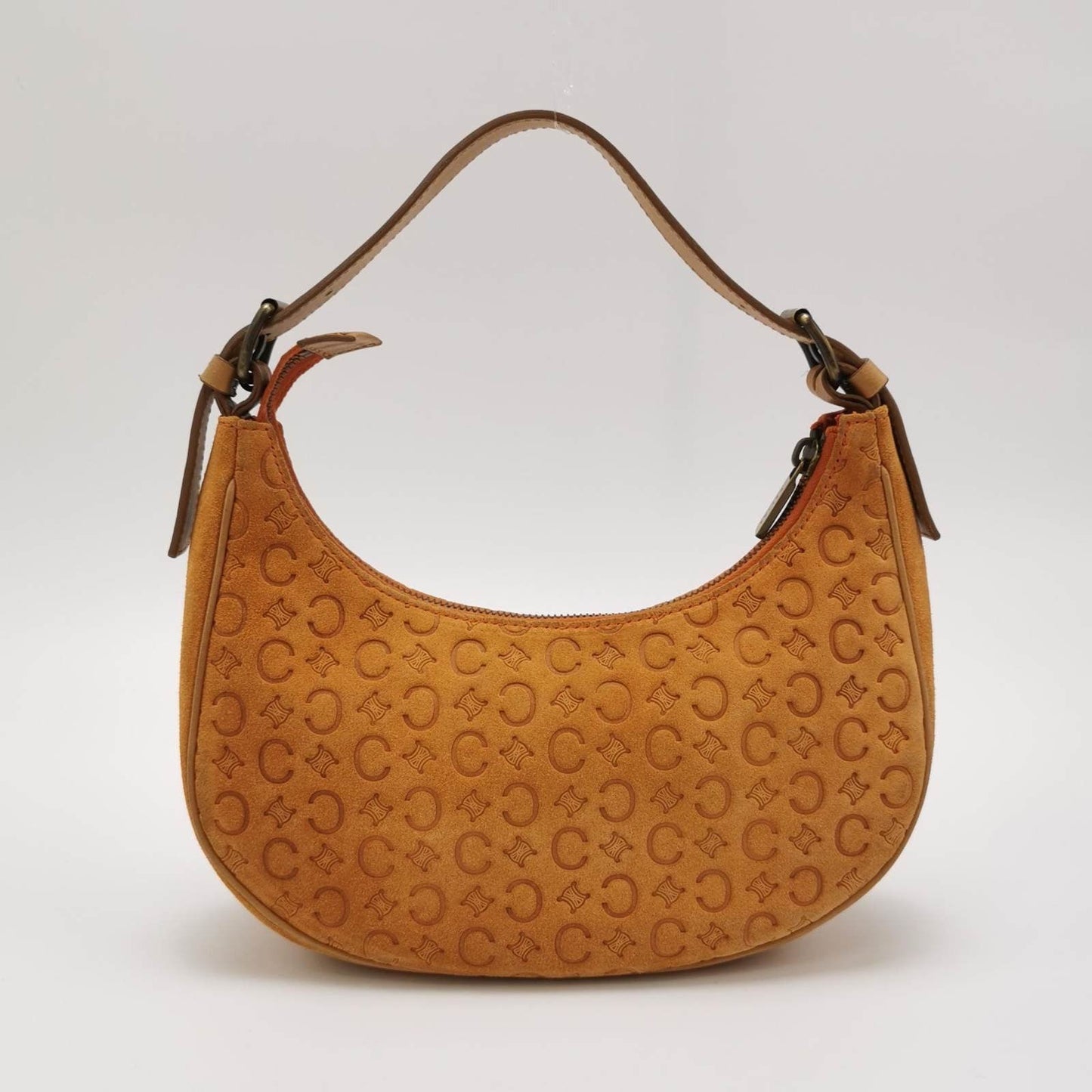 Celine Ava Hobo Pumpkin Caramel Brown Suede Leather   Shoulder Bag