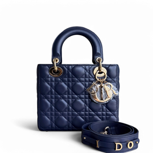 Dior Lady Small MyABC - Cannage Lambskin ABC Dark Navy Blue Gold Hardware