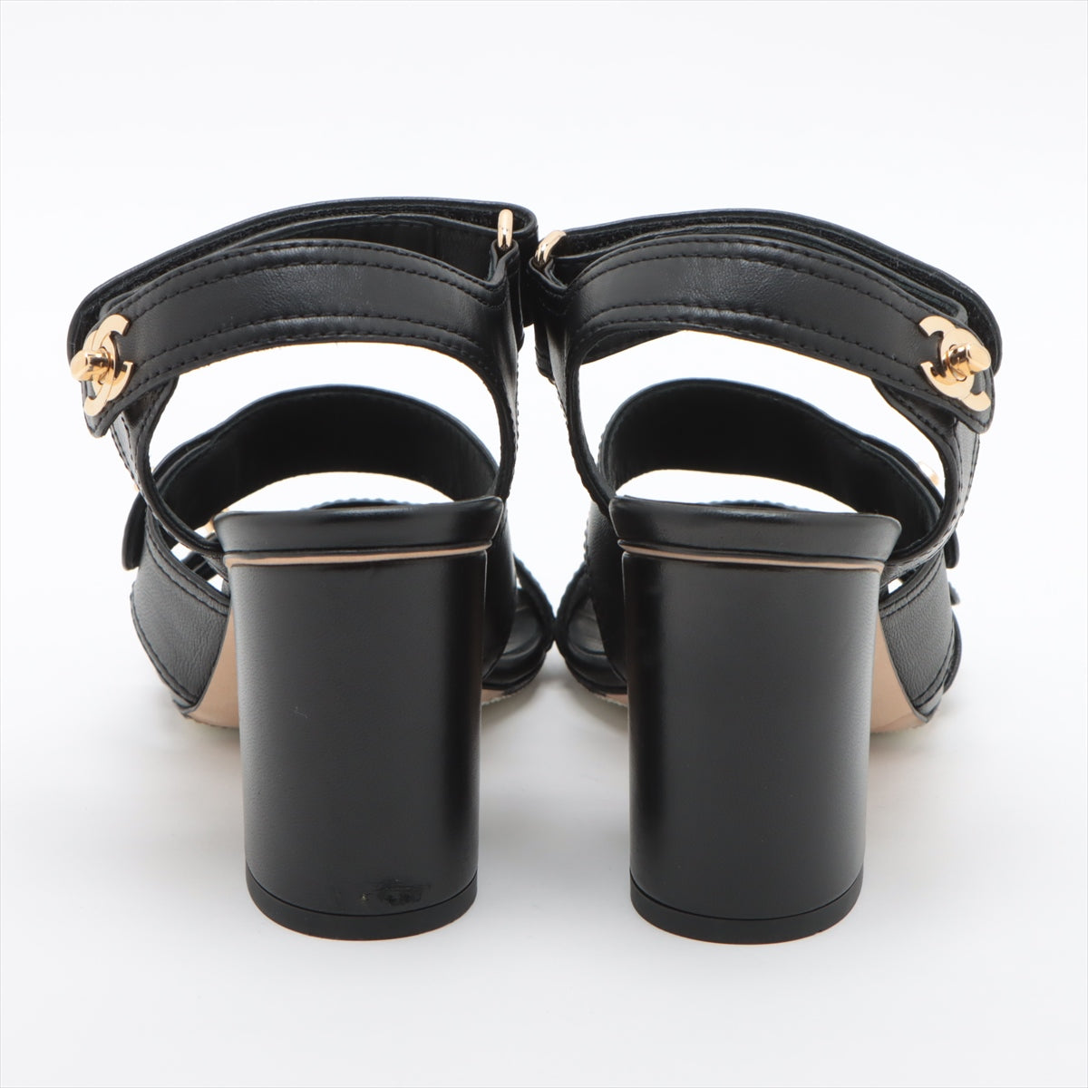 Chanel Coco 22SS Leather Sandal 35.5C  Black G37387 Turn-Lock