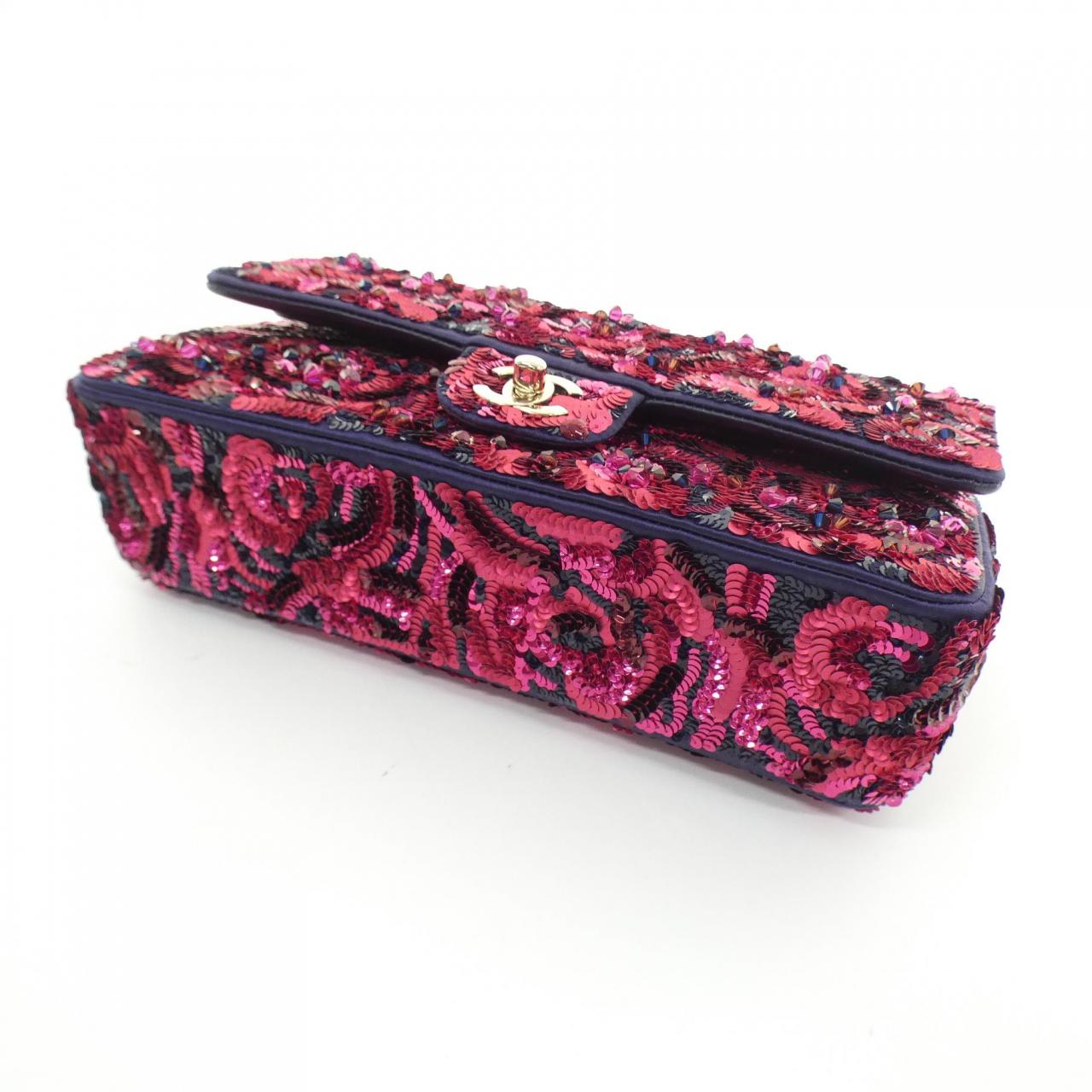 Chanel 1112 Satin Sequins Lamb Shoulder Bag