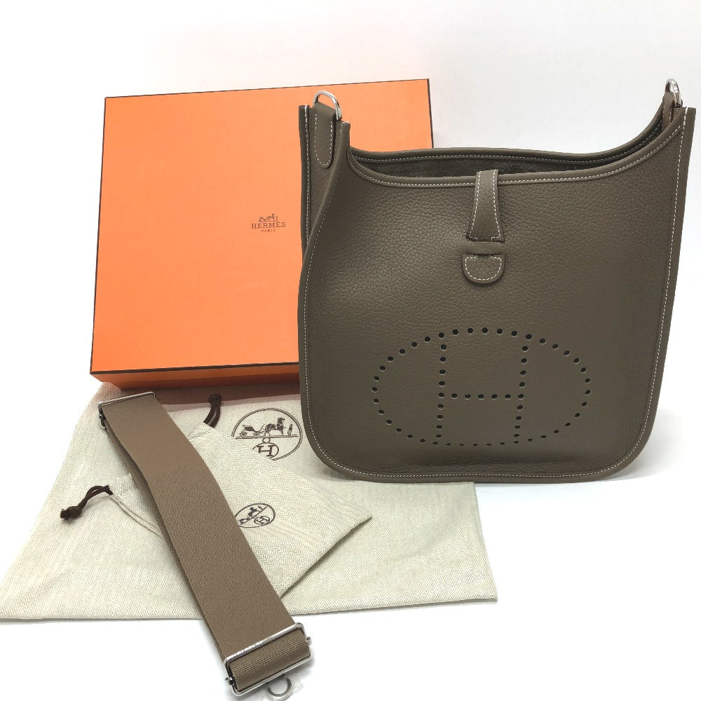 HERMES Shoulder Bag Taurillon Clemence Brown Evelyn 3PM Trois Women  d